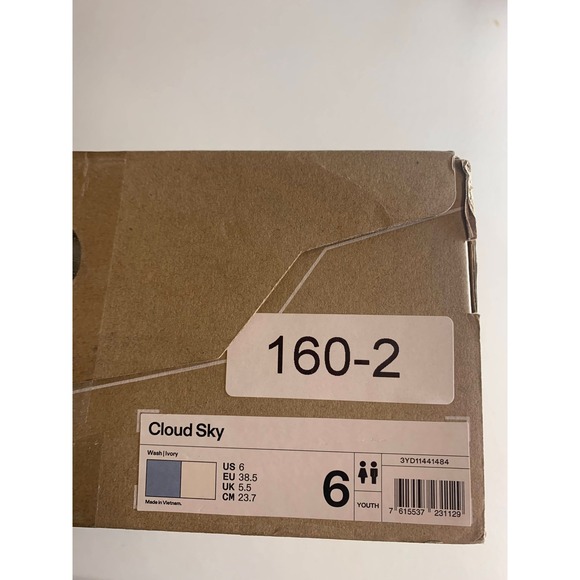 On Cloud Sky Kids Running Sneakers Wash Ivory Blue 3YD11441484 Youth Size 6 - Picture 9 of 11